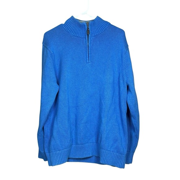 L.L. Bean Men’s XL Blue Cotton Quarter Zip Sweater Knit Pullover Classic Casual - Picture 1 of 10